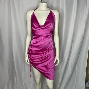 Fashion Nova Satin Strappy Mini Dress Barbiecore